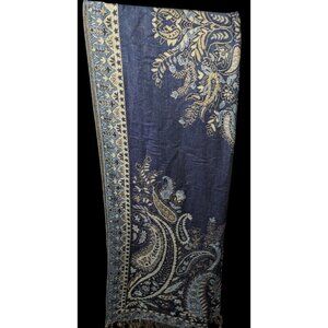 Vintage Rotary Gold And Blue Paisley Shawl/Scarf
